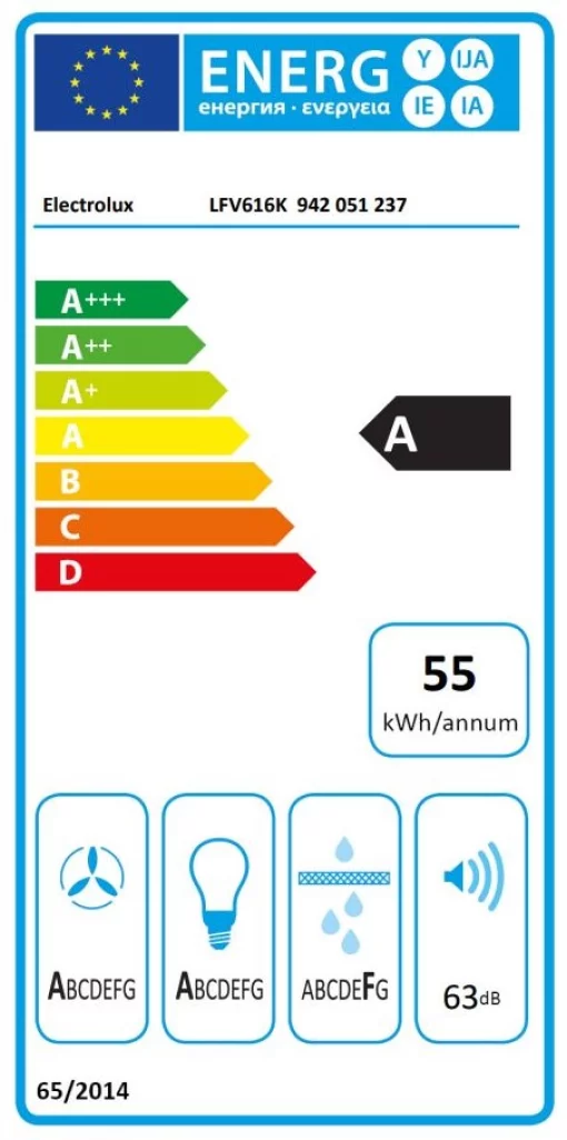 Витяжка Electrolux вертикальна, 60см, 700м куб год., Hob2Hood, чорний
