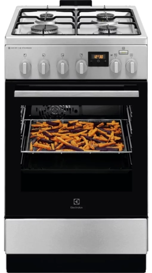 Плита Electrolux комбінована, 58л, 50x60см, дисплей, конвекція, чавун, пара, нерж