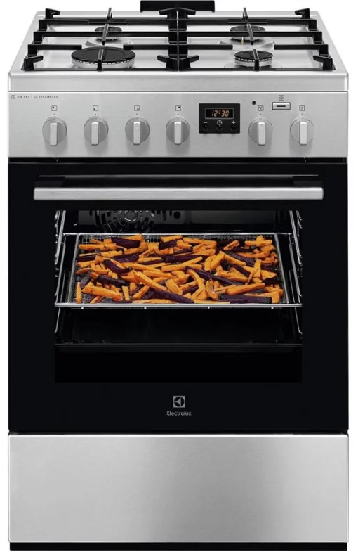 Плита Electrolux комбінована, 58л, 60x60см, дисплей, конвекція, чавун, пара, нерж