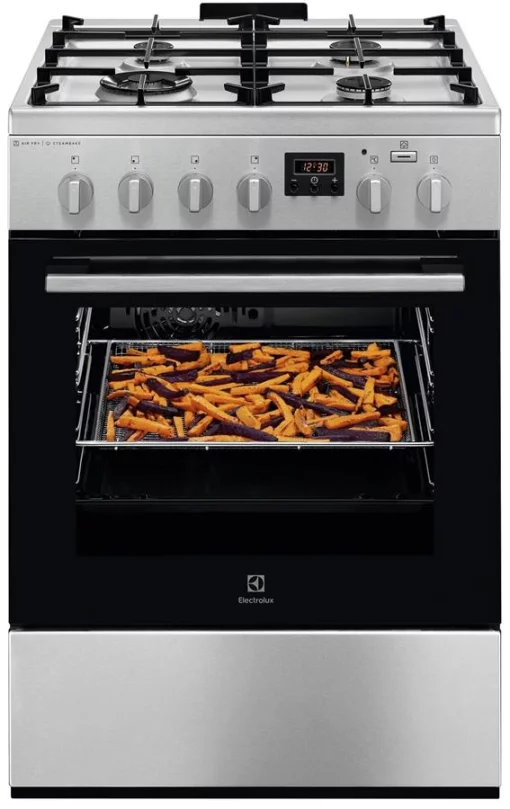 Плита Electrolux комбінована, 58л, 60x60см, дисплей, конвекція, чавун, пара, нерж