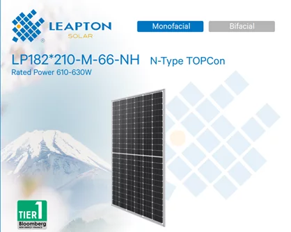 Фотоелектрична панель Leapton Solar LP182x210-M-66-NH-620W, Mono, TopCon, MBB, Halfcell, Silver frame