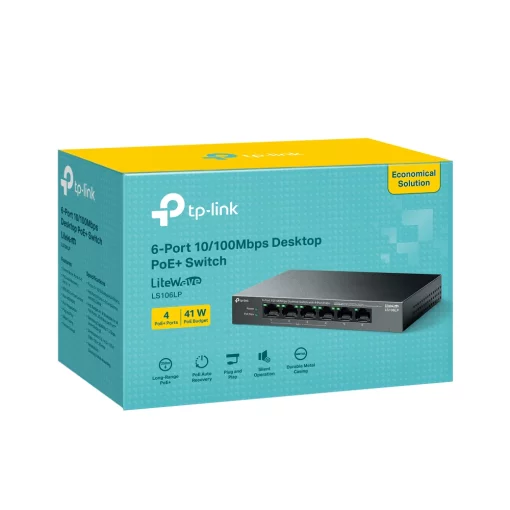 Комутатор TP-LINK LS106LP  6xFE (4xPoE), 41 Вт