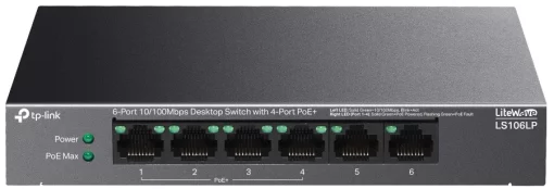 Комутатор TP-LINK LS106LP  6xFE (4xPoE), 41 Вт