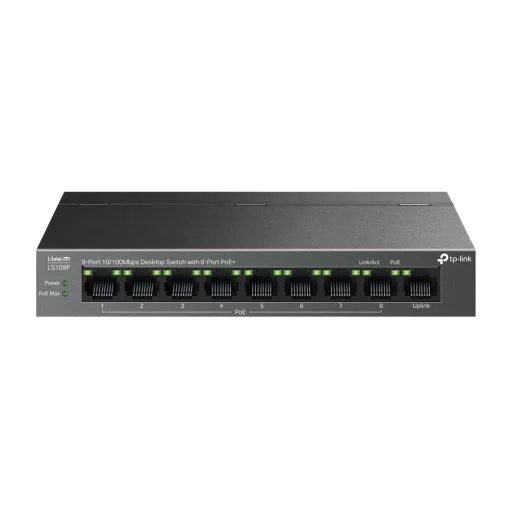 Комутатор TP-LINK LS109P  9xFE (8xPoE), 63 Вт