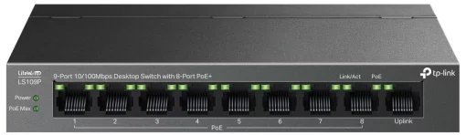 Комутатор TP-LINK LS109P  9xFE (8xPoE), 63 Вт