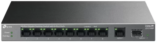 Комутатор TP-LINK LS1210GP  9xGE (8xPoE), 61 Вт, 1xSFP