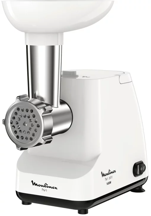 М'ясорубка Moulinex, 1400Вт, 1.7кг/хв, 2 решітки, насадка для ковбас, пластик, білий