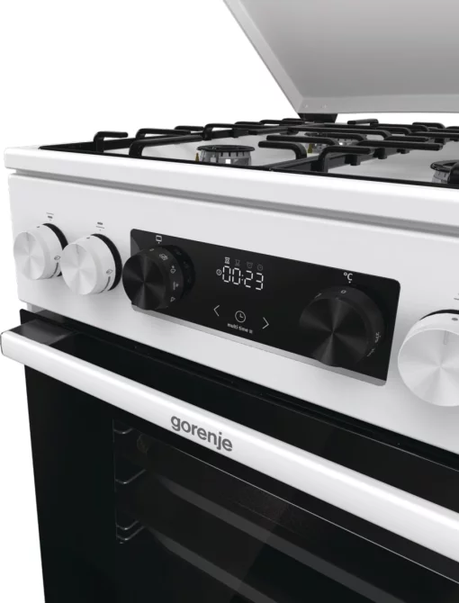 Плита Gorenje комбінована, 70л, 50x60см, дисплей, емальовані реш, програматор IconLed, кришка-метал, білий