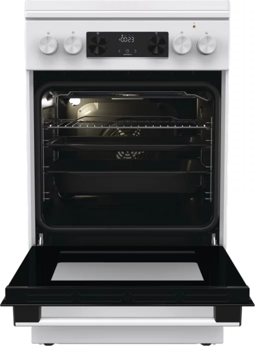 Плита Gorenje комбінована, 70л, 50x60см, дисплей, емальовані реш, програматор IconLed, кришка-метал, білий