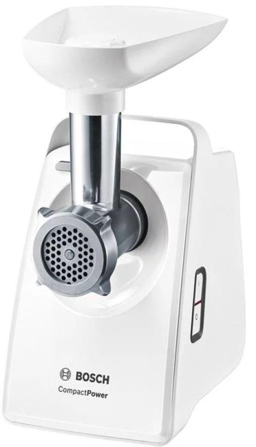 М'ясорубка Bosch, 1500Вт, 1.8кг/хв, 2 решітки, насадка для ковбас, кеббе, пластик, білий