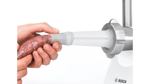 М'ясорубка Bosch, 1500Вт, 1.8кг/хв, 2 решітки, насадка для ковбас, кеббе, пластик, білий