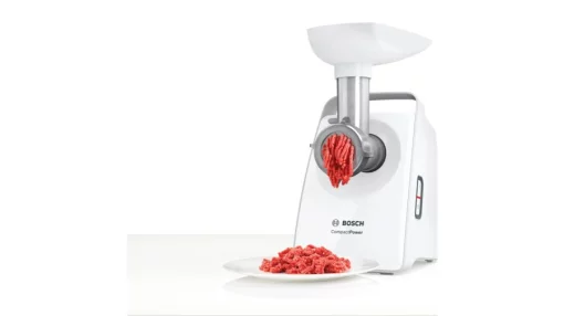 М'ясорубка Bosch, 1500Вт, 1.8кг/хв, 2 решітки, насадка для ковбас, кеббе, пластик, білий