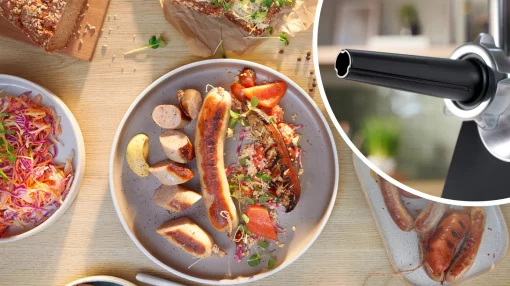 М'ясорубка Bosch, 2100Вт, 3.5кг/хв, 2 решітки, насадка для ковбас, кеббе, соковижималка, пластик, чорний