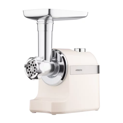 М'ясорубка Ardesto, 1800Вт, 2кг/хв, 3 решітки, насадка для ковбас, кеббе, пластик, бежево-сріблястий