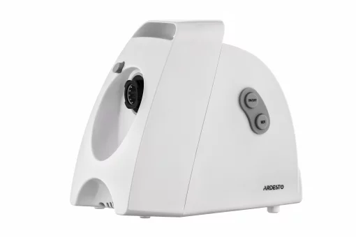 М'ясорубка Ardesto, 1900Вт, 1.8кг/хв, 3 решітки, насадка для ковбас, кеббе, 4 терки, пластик, білий