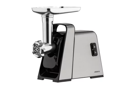 М'ясорубка Ardesto, 2400Вт, 2.2кг/хв, 3 решітки, насадка для ковбас, кеббе, томатів, 4 терки, пластик, чорно-срібний