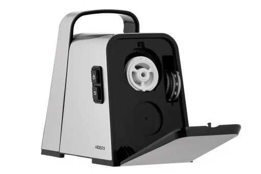 М'ясорубка Ardesto, 2400Вт, 2.2кг/хв, 3 решітки, насадка для ковбас, кеббе, томатів, 4 терки, пластик, чорно-срібний