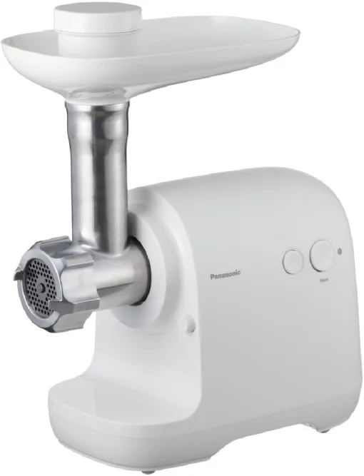 М'ясорубка Panasonic, 1700Вт, 3кг/мин, 3 решітки, насадка для ковбас, пластик, білий