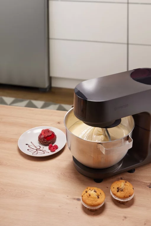 Кухонна машина Gorenje 1000Вт, чаша-метал, корпус-метал, насадок-7, сріблясто-чорний