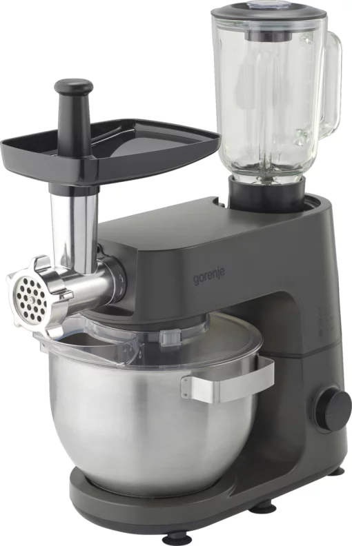 Кухонна машина Gorenje 1000Вт, чаша-метал, корпус-метал, насадок-7, сріблясто-чорний