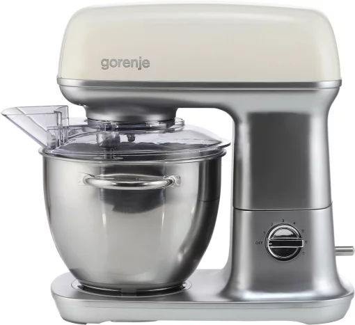 Кухонна машина Gorenje 1000Вт, чаша-метал, корпус-метал, насадок-4, сріблясто-бежевий