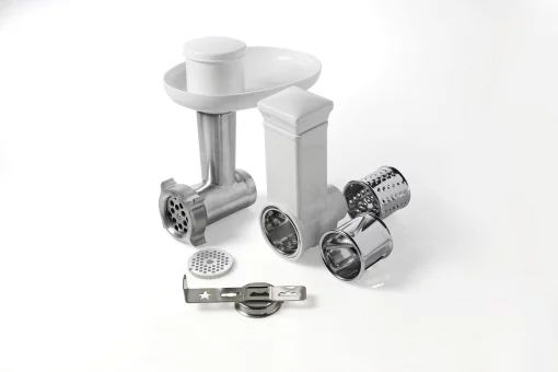 Кухонна машина Gorenje 1000Вт, чаша-метал, корпус-метал, насадок-7, сріблясто-червоний