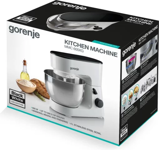 Кухонна машина Gorenje 600Вт, чаша-метал, корпус-пластик, насадок-3, білий