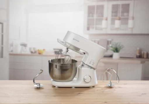 Кухонна машина Gorenje 800Вт, чаша-метал, корпус-метал, насадок-3, білий