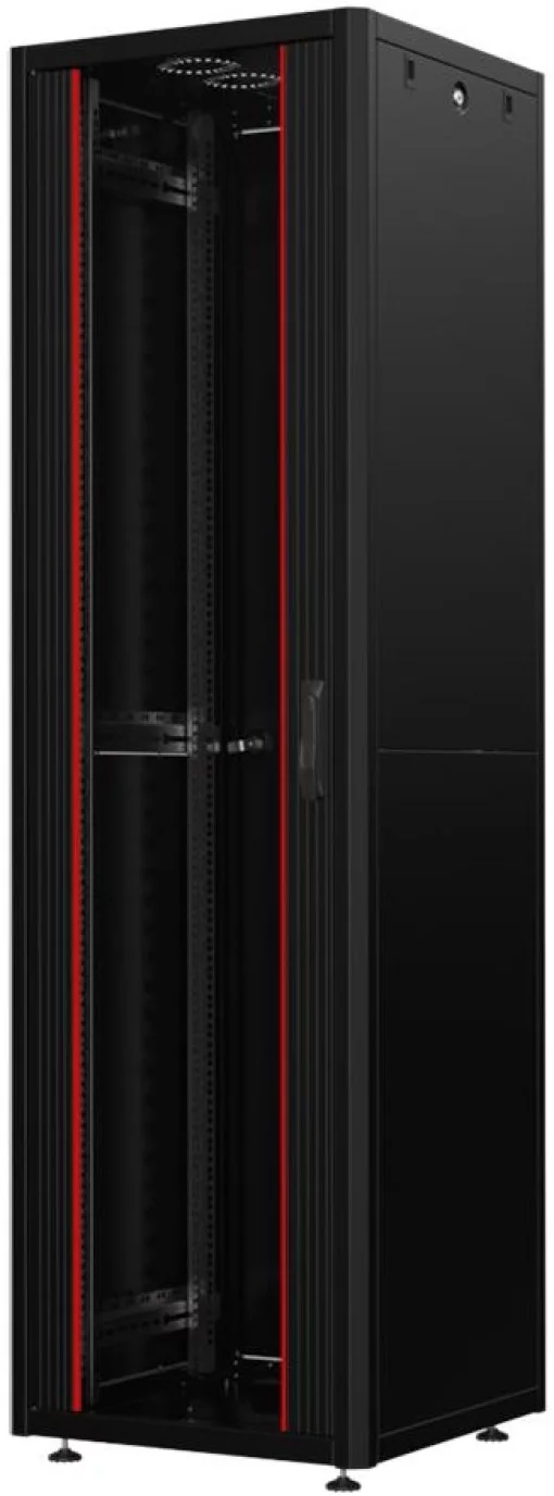 Шафа MIRSAN 19", 22U, GTN SERVER, склянні двері, 600x800 мм, максимально 1000 кг, чорна