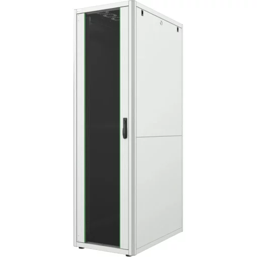 Шафа MIRSAN 19", 42U, GTN, склянні двері, 600x1000 мм, максимально 1000 кг, сіра