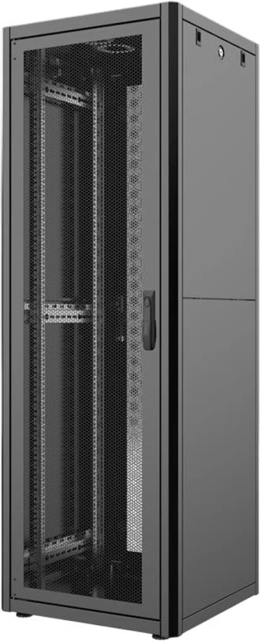 Шафа MIRSAN 19", 42U, GTN, перфоровані двері, 600x600 мм, максимально 1000 кг, чорна