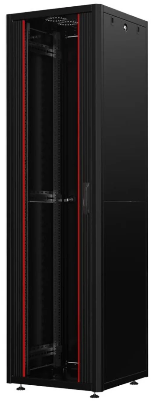Шафа MIRSAN 19", 42U, GTN SERVER, зібрана, склянні двері, 800x800 мм, максимально 1000 кг, чорна