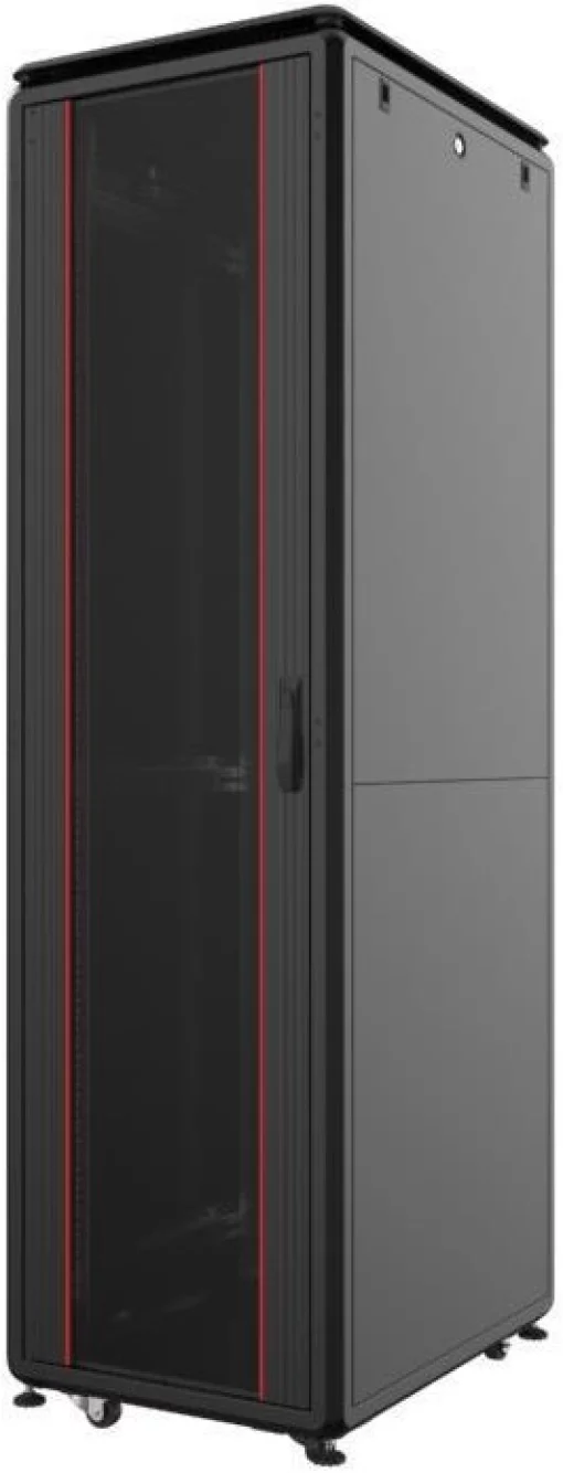 Шафа MIRSAN 19", 26U, GTV, скляні двері, 600x1000 мм, максимально 2000 кг, чорна