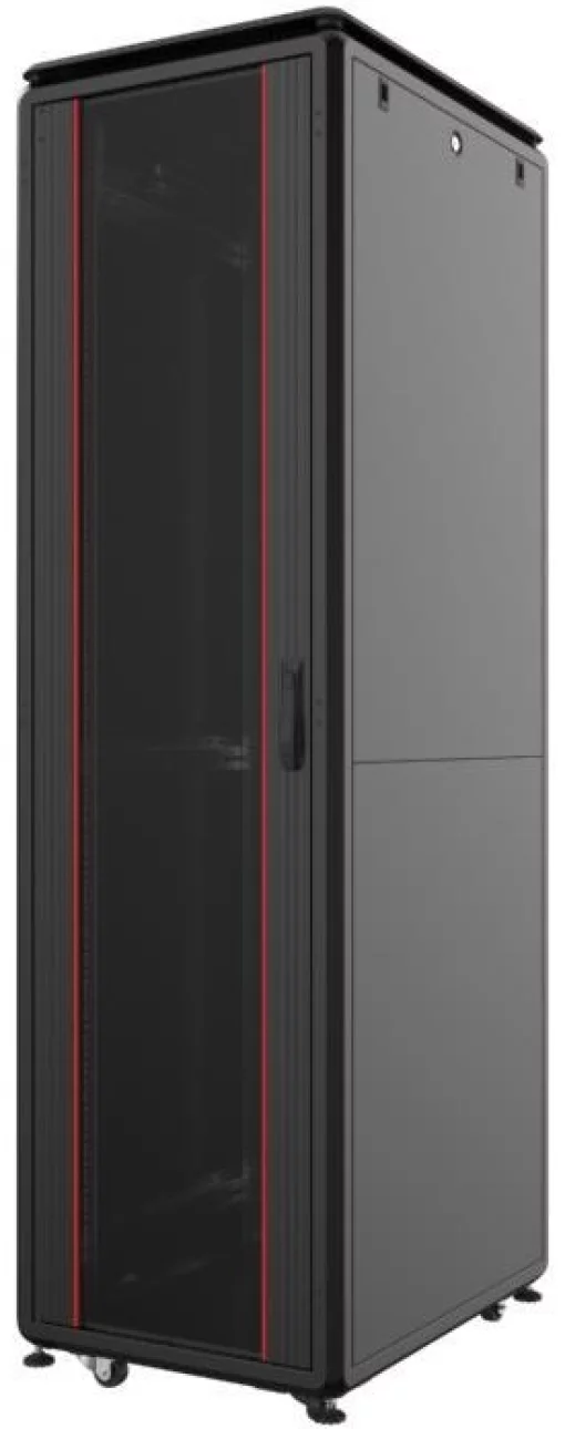 Шафа MIRSAN 19", 32U, GTV, скляні двері, 600x800 мм, максимально 2000 кг, чорна