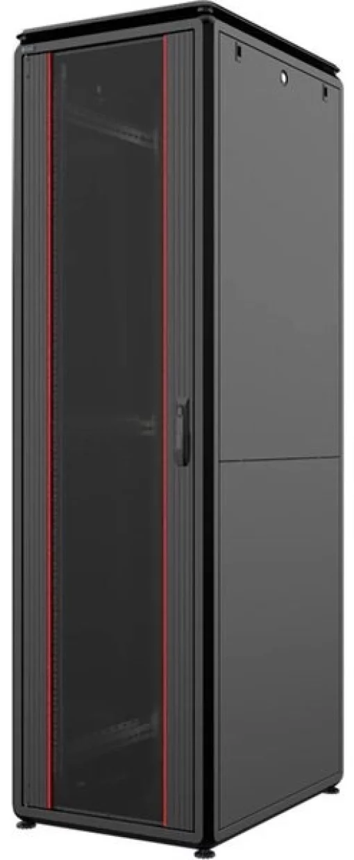 Шафа MIRSAN 19", 36U, GTV, скляні двері, 800x1000 мм, максимально 2000 кг, чорна