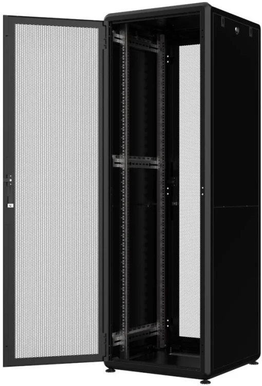 Шафа MIRSAN 19", 42U, GTV, перфорація 63%, 600x600 мм, максимально 2000 кг, чорна