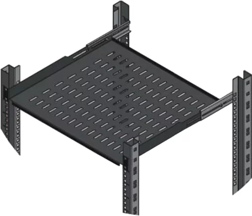 Полиця MIRSAN 19", 1U, регульована 450-540 мм, чорна