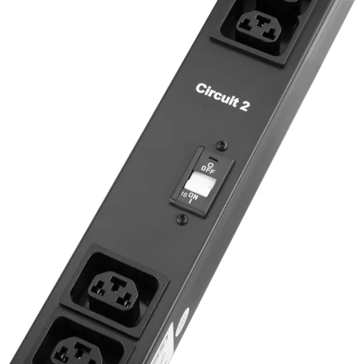 Пристрій розподілу електроживлення MIRSAN MCB Zero Basic 32A 1Ph 16 гібридних розеток (C13-C19), чорний