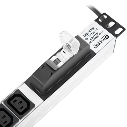 Пристрій розподілу електроживлення MIRSAN 1U, блок 9хC13, з вимикачем, вилка Schuko, алюмінієвий корпус, кабель 1.8 м