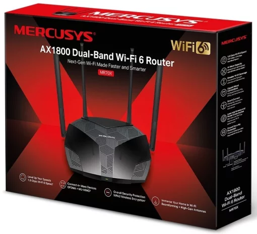Маршрутизатор MERCUSYS MR70X AX1800, 3xGE LAN, 1xGE WAN