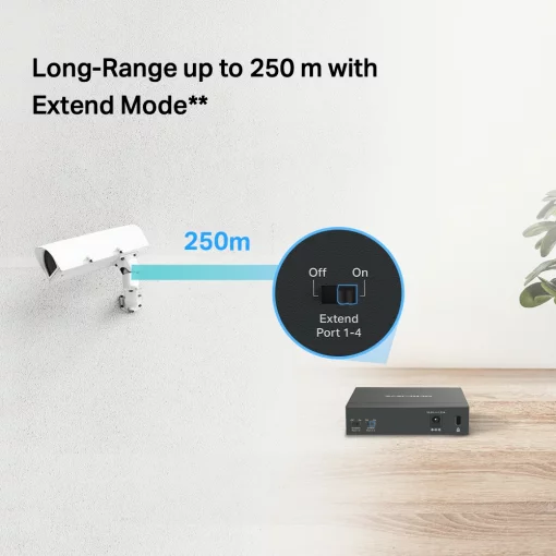 Комутатор MERCUSYS MS105GP 5xGE (4xPoE), 65Вт, Некерований