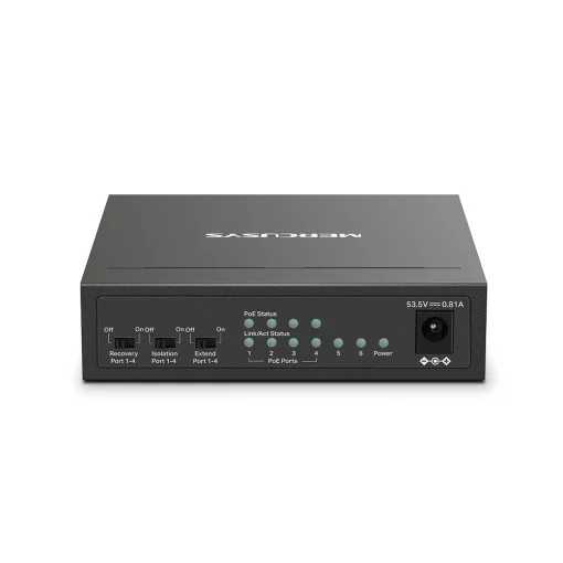 Комутатор MERCUSYS MS106LP 6xFE (4xPoE), 40Вт, Некерований