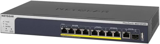 Комутатор NETGEAR MS510TXPP, 8-Port PoE+(180Вт): 4x1GE, 2x2,5GE, 2x5GE. 1x10GE, 1xSFP+, керований L2
