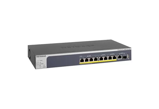 Комутатор NETGEAR MS510TXPP, 8-Port PoE+(180Вт): 4x1GE, 2x2,5GE, 2x5GE. 1x10GE, 1xSFP+, керований L2
