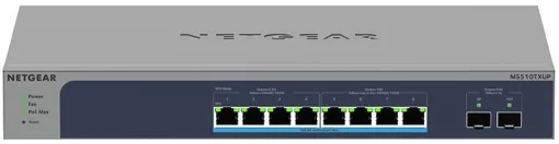 Комутатор NETGEAR MS510TXUP, 8 портів Ultra60 PoE++(295Вт): 4x100M/1G/2,5G, 4x100M/1G/2,5G/5G/10G, 2xSFP+, керований L2