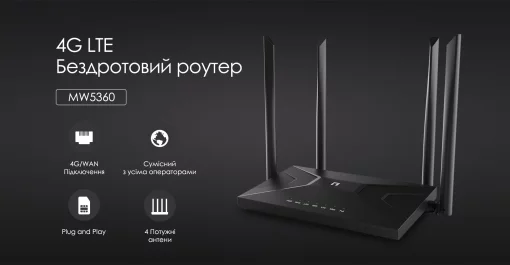 Маршрутизатор Netis MW5360 N300, 4G/LTE, 2xFE LAN, 1xFE WAN