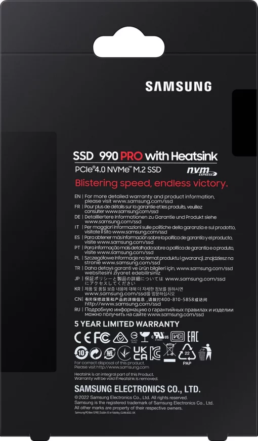 Накопичувач SSD Samsung M.2 1TB PCIe 4.0 990PRO + радіатор