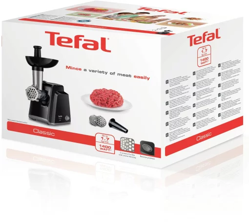 М'ясорубка Tefal Classic, 1400Вт, 1.7кг/хв, 2 решітки, насадка для ковбас, пластик, чорний