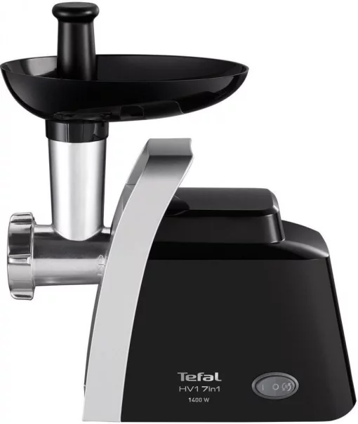 М'ясорубка Tefal HV1 7in1, 1400Вт, 1.7кг/хв, 2 решітки, насадка для ковбас, томатів, 3 терки, пластик, чорний