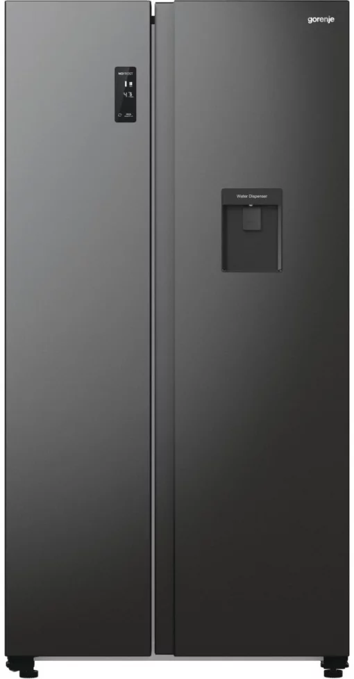Холодильник SBS Gorenje, 179х67х92см, 2 двері, 353(191)л, А++, NF+, Інв., Зона св-ті, диспенсер, генератор льоду, Зовн. Диспл, чорний